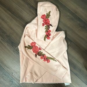 Rose Embroidered Hooded Sweatshirt